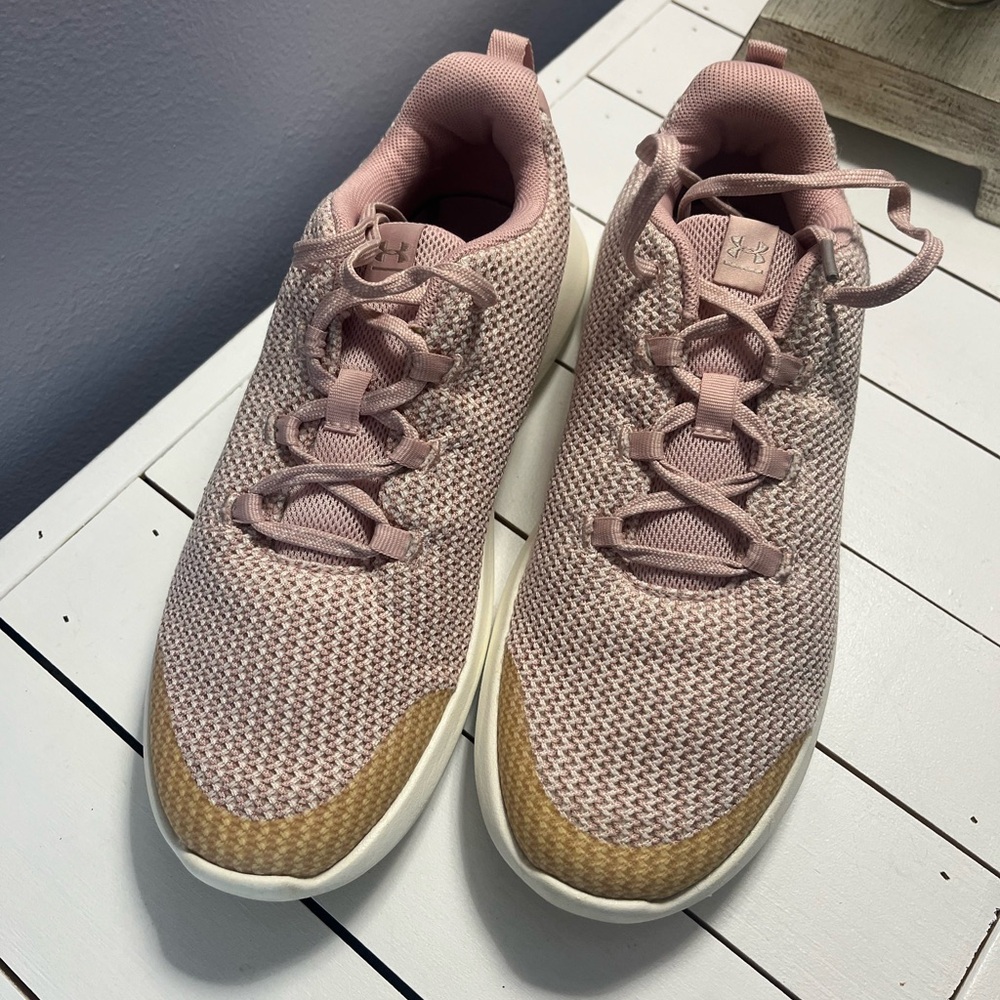 Under Armour Pink and Tan Kids Sneakers